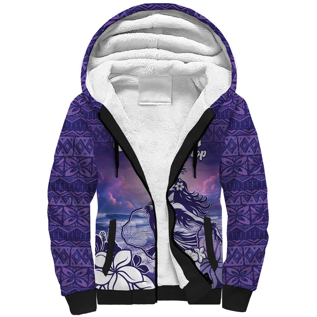 Aloha Hawaii Kauai Island Sherpa Hoodie Hula Till You Drop LT05 Unisex Purple - Polynesian Pride