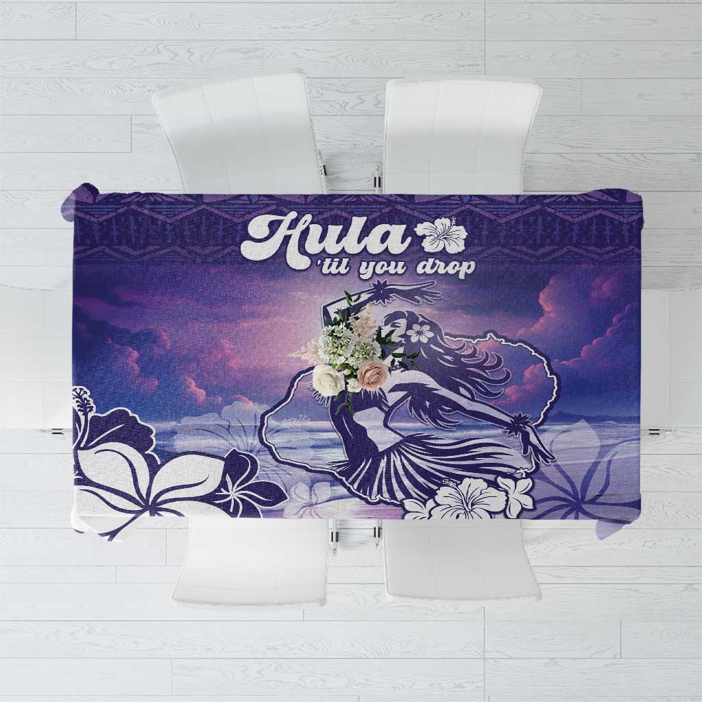 Aloha Hawaii Kauai Island Tablecloth Hula Till You Drop LT05 Purple - Polynesian Pride