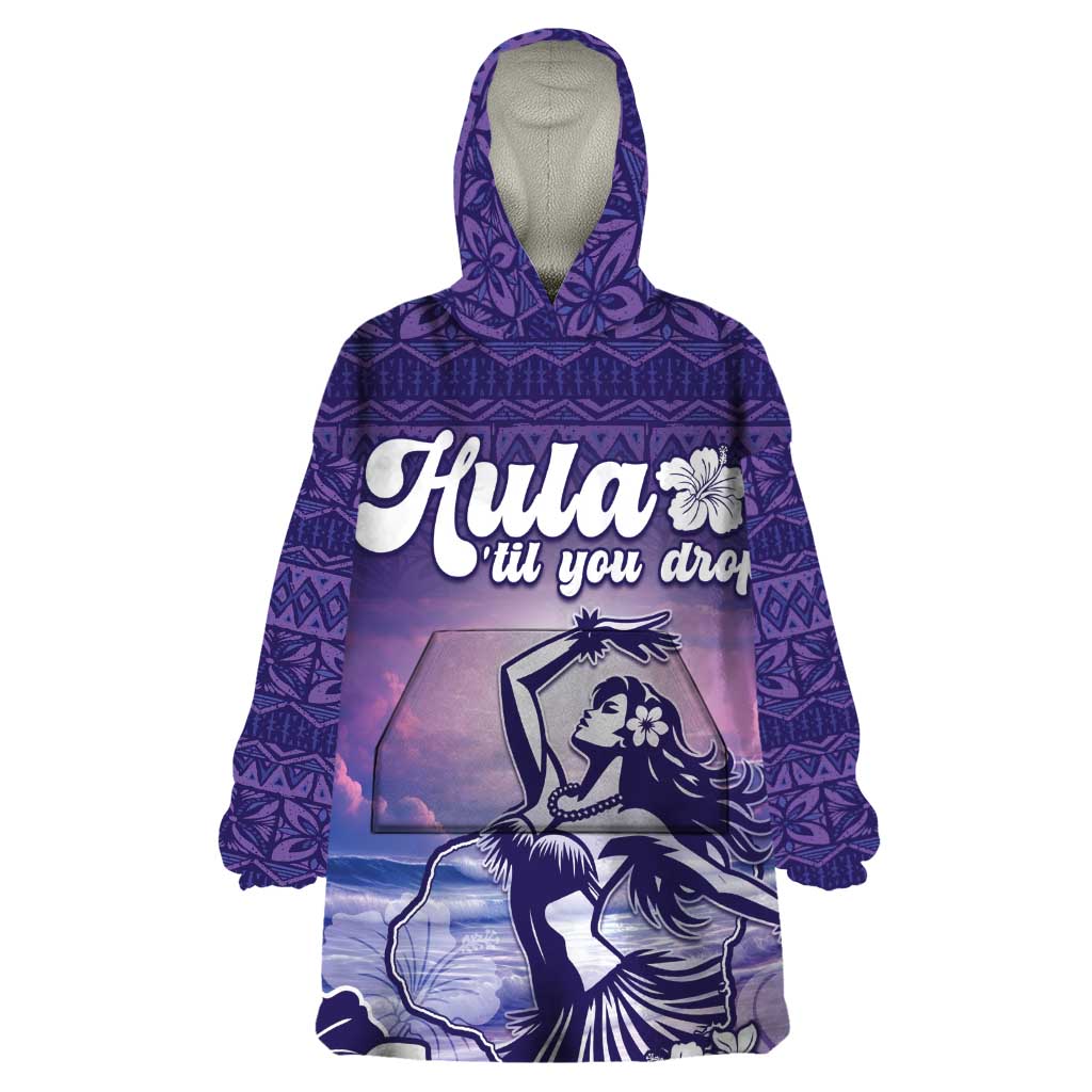 Aloha Hawaii Kauai Island Wearable Blanket Hoodie Hula Till You Drop LT05 One Size Purple - Polynesian Pride