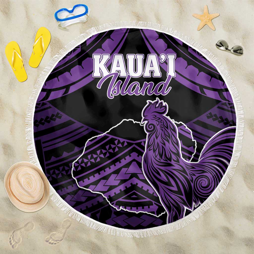 Hawaii Kauai Island Beach Blanket Rooster Tribal Tattoo Simple Style LT05 One Size 150cm Purple - Polynesian Pride
