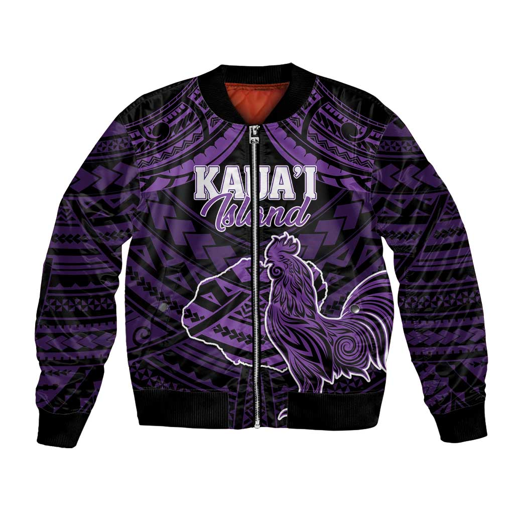 Personalised Hawaii Kauai Island Bomber Jacket Rooster Tribal Tattoo Simple Style