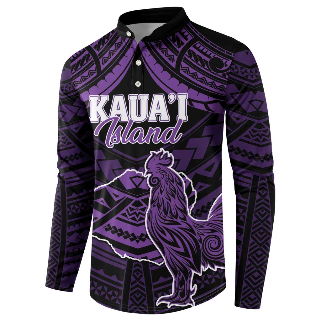 Personalised Hawaii Kauai Island Button Sweatshirt Rooster Tribal Tattoo Simple Style LT05 - Polynesian Pride