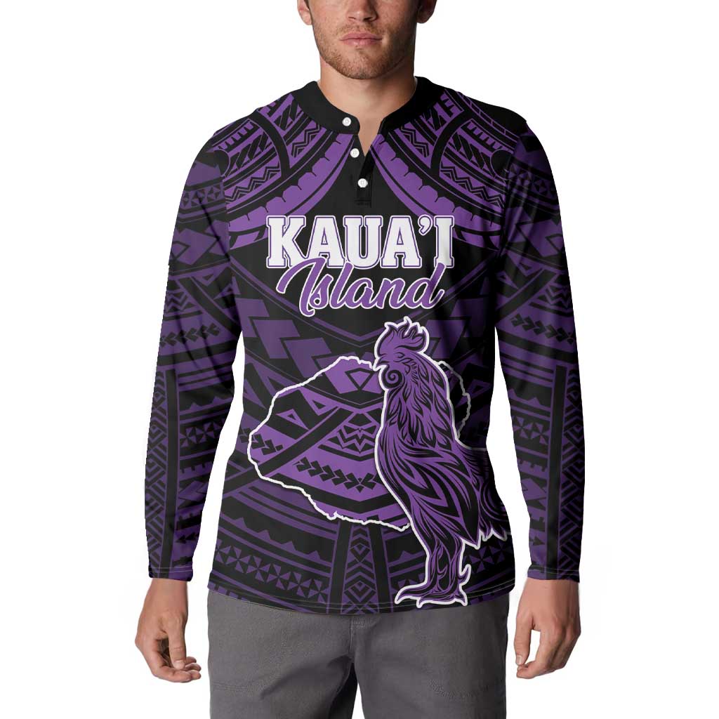 Personalised Hawaii Kauai Island Button Sweatshirt Rooster Tribal Tattoo Simple Style LT05 - Polynesian Pride