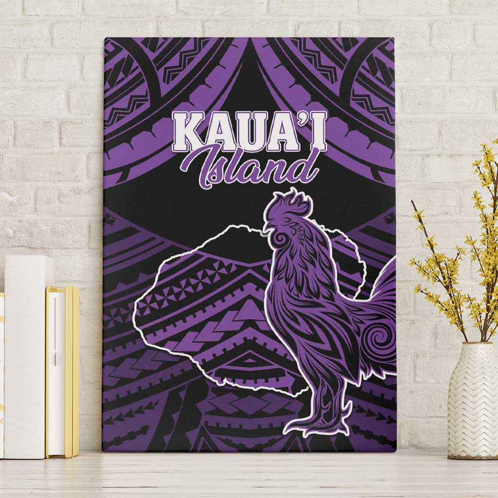 Hawaii Kauai Island Canvas Wall Art Rooster Tribal Tattoo Simple Style LT05 Without Frame Purple - Polynesian Pride