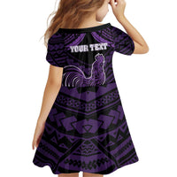 Personalised Hawaii Kauai Island Family Matching Off Shoulder Short Dress and Hawaiian Shirt Rooster Tribal Tattoo Simple Style