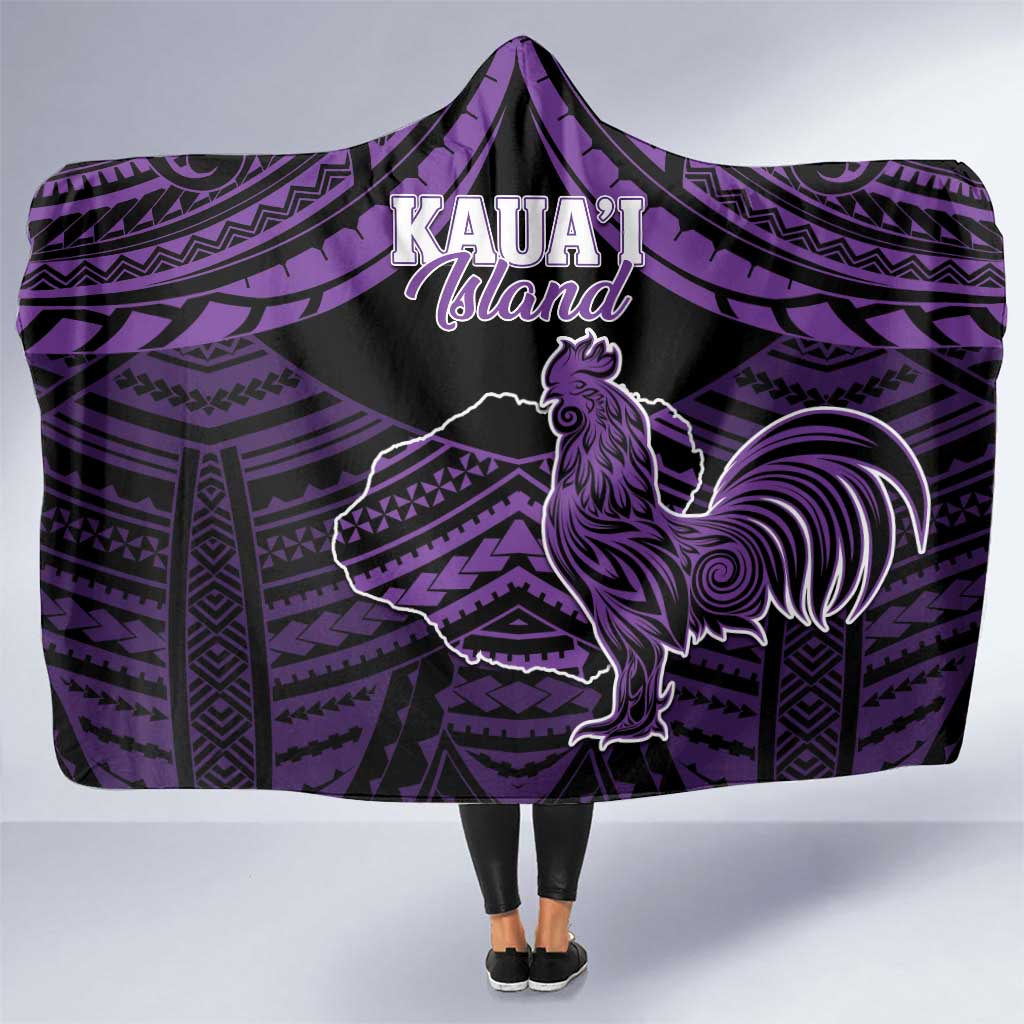 Hawaii Kauai Island Hooded Blanket Rooster Tribal Tattoo Simple Style LT05 One Size Purple - Polynesian Pride