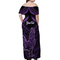 Personalised Hawaii Kauai Island Off Shoulder Maxi Dress Rooster Tribal Tattoo Simple Style LT05 - Polynesian Pride