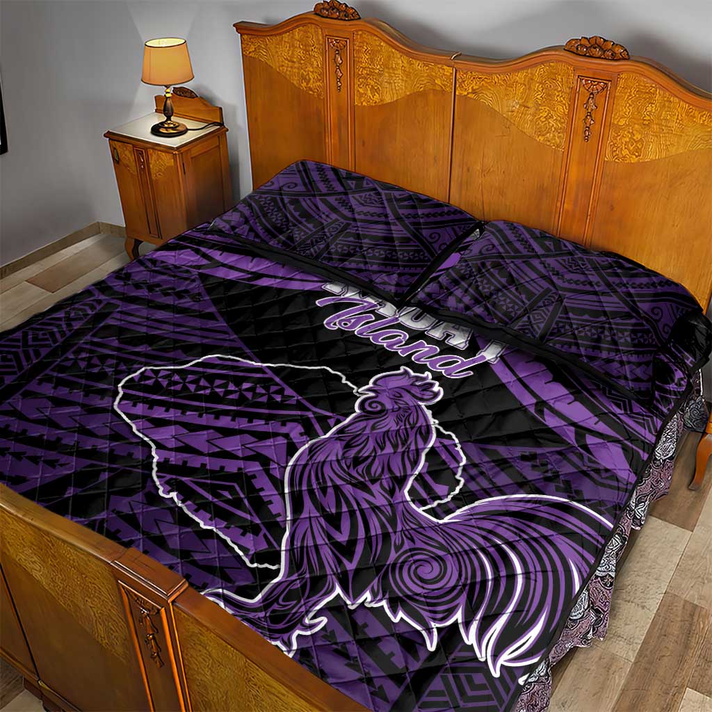 Hawaii Kauai Island Quilt Bed Set Rooster Tribal Tattoo Simple Style LT05 - Polynesian Pride