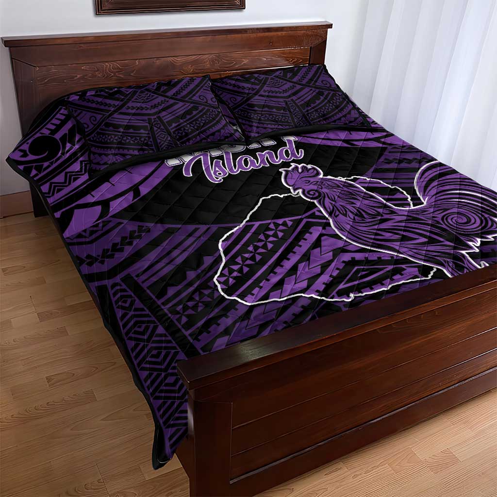 Hawaii Kauai Island Quilt Bed Set Rooster Tribal Tattoo Simple Style LT05 - Polynesian Pride