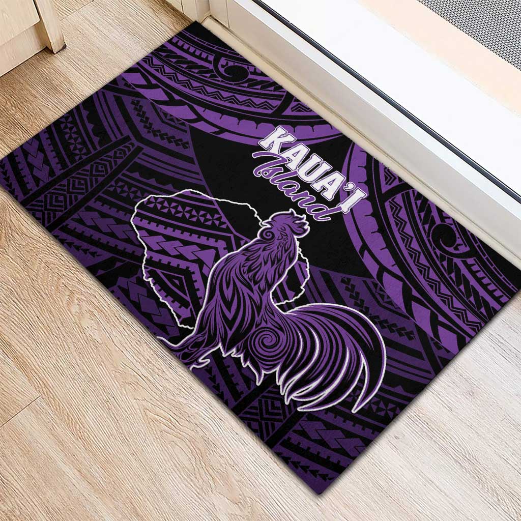 Hawaii Kauai Island Rubber Doormat Rooster Tribal Tattoo Simple Style LT05 - Polynesian Pride