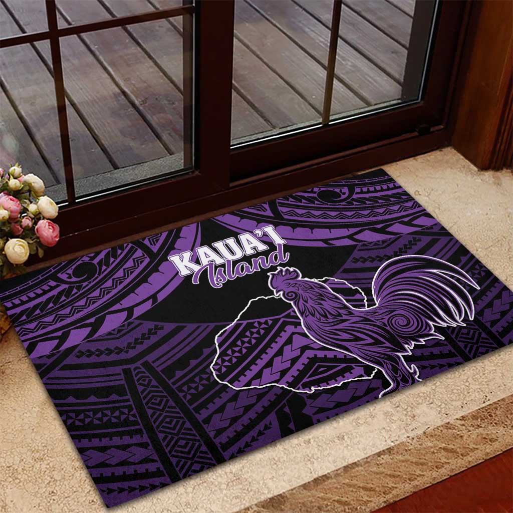 Hawaii Kauai Island Rubber Doormat Rooster Tribal Tattoo Simple Style LT05 - Polynesian Pride
