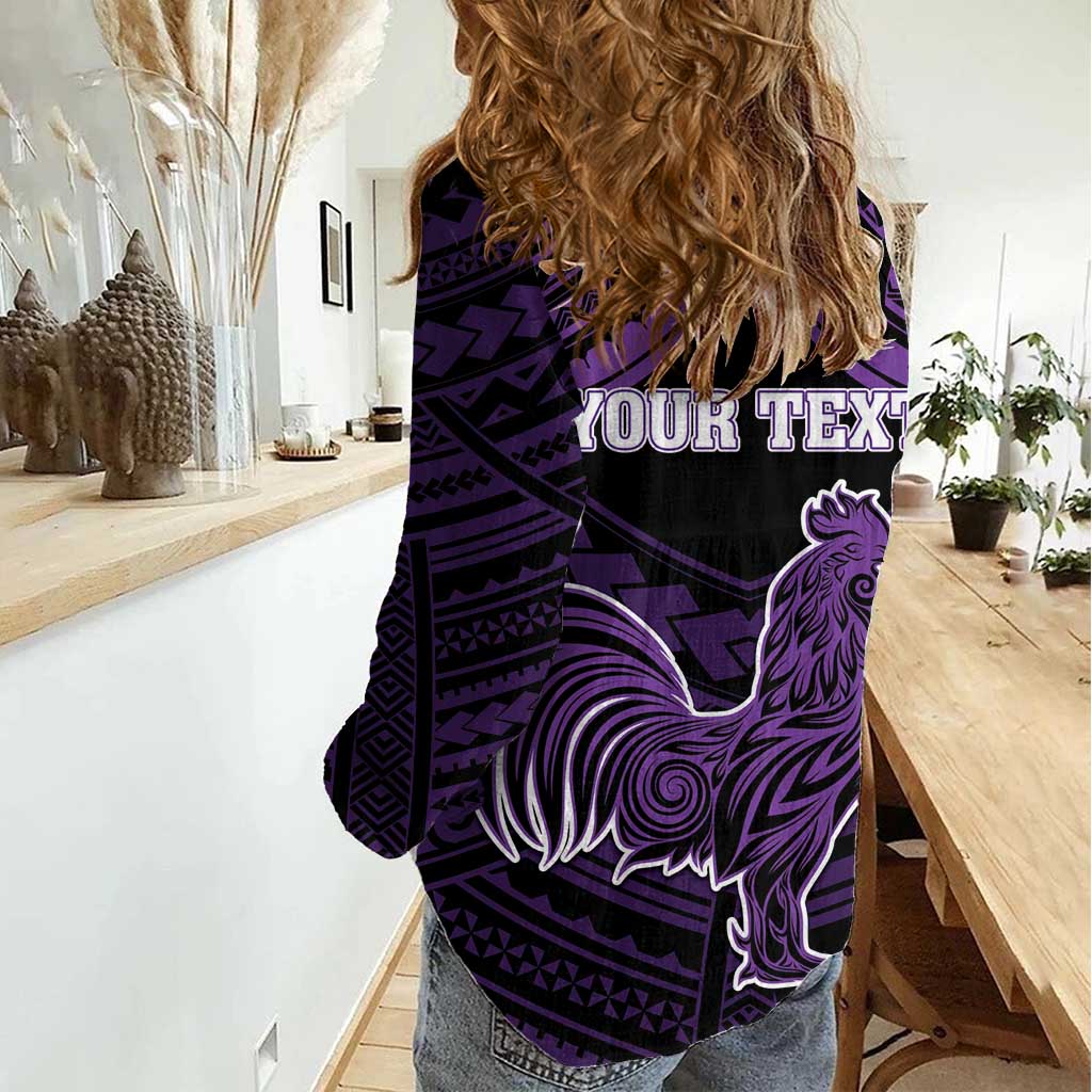 Personalised Hawaii Kauai Island Women Casual Shirt Rooster Tribal Tattoo Simple Style