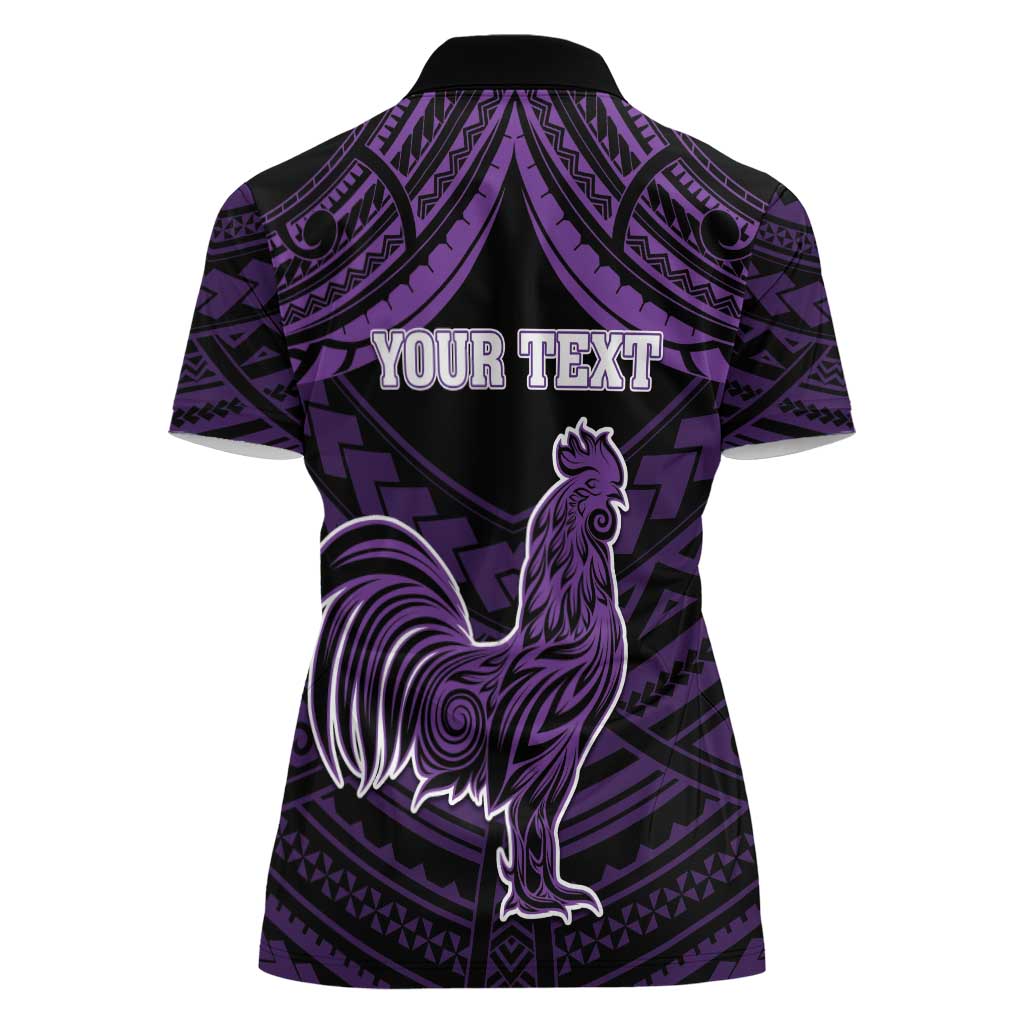 Personalised Hawaii Kauai Island Women Polo Shirt Rooster Tribal Tattoo Simple Style