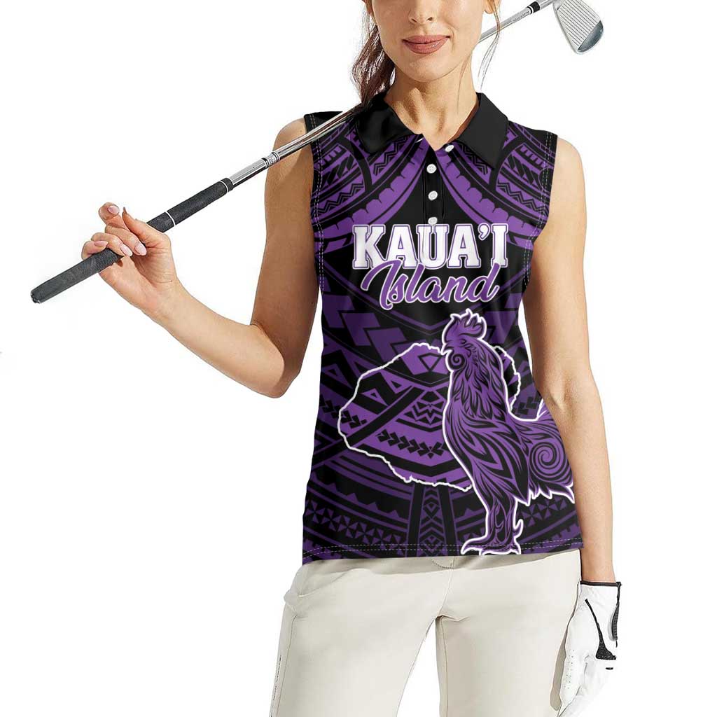 Personalised Hawaii Kauai Island Women Sleeveless Polo Shirt Rooster Tribal Tattoo Simple Style