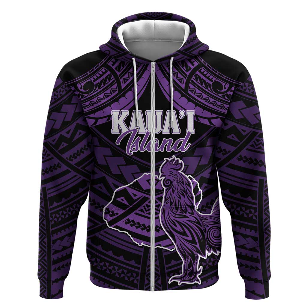 Personalised Hawaii Kauai Island Zip Hoodie Rooster Tribal Tattoo Simple Style