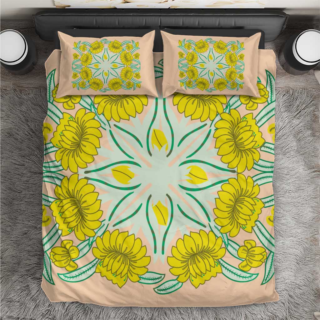 Cook Islands Tivaevae Quilt Bedding Set Peach - Polynesian Pride