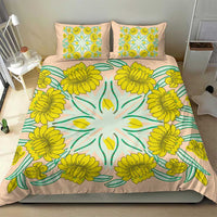 Cook Islands Tivaevae Quilt Bedding Set Peach - Polynesian Pride