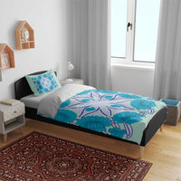Cook Islands Tivaevae Quilt Bedding Set Aqua - Polynesian Pride