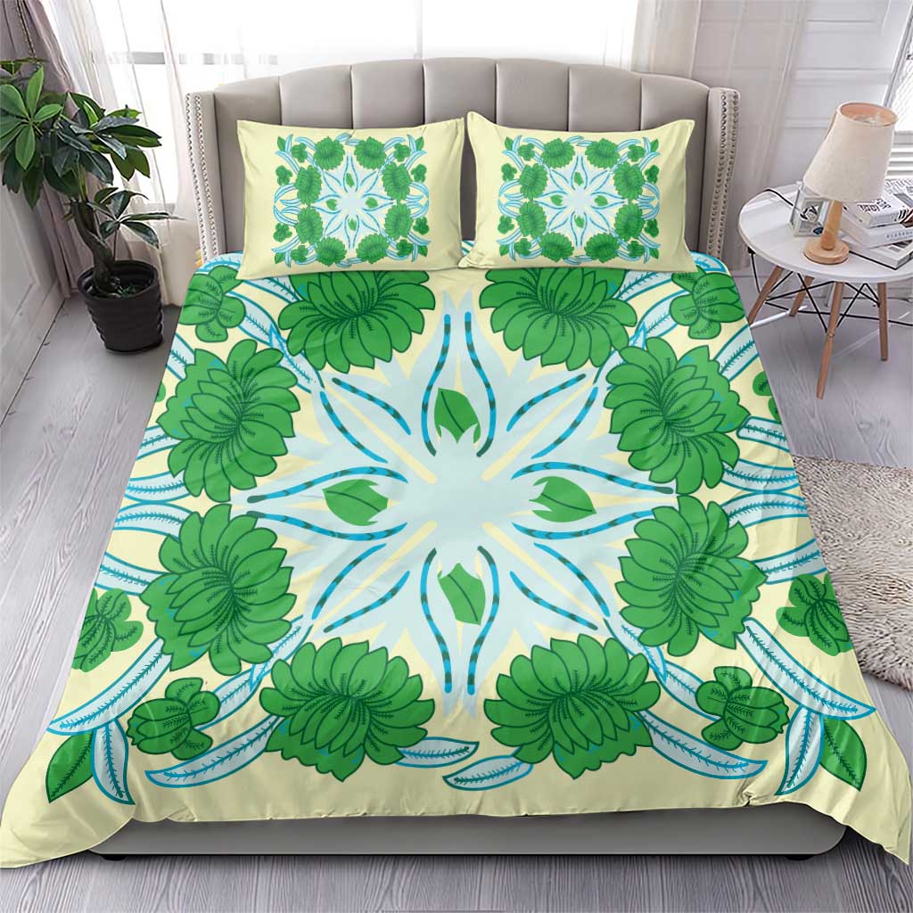 Cook Islands Tivaevae Quilt Bedding Set Beige - Polynesian Pride