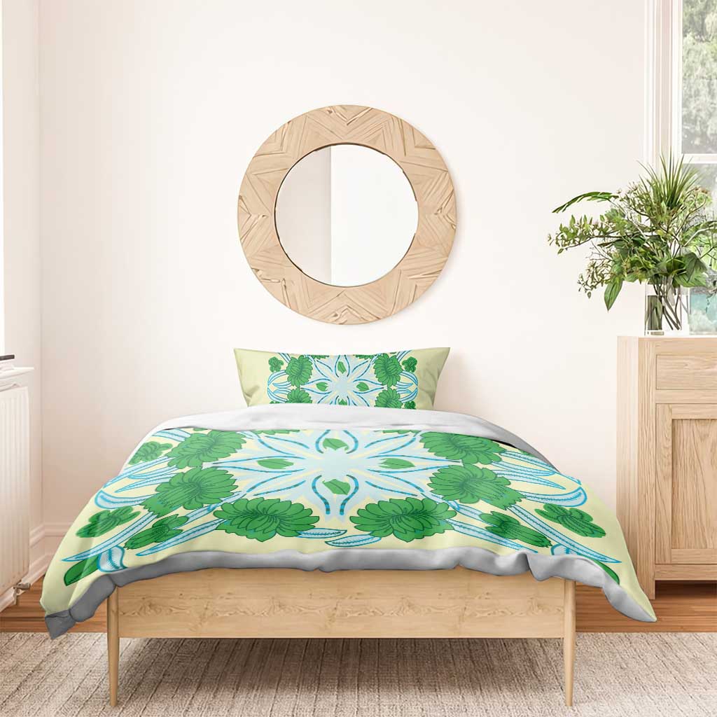 Cook Islands Tivaevae Quilt Bedding Set Beige - Polynesian Pride