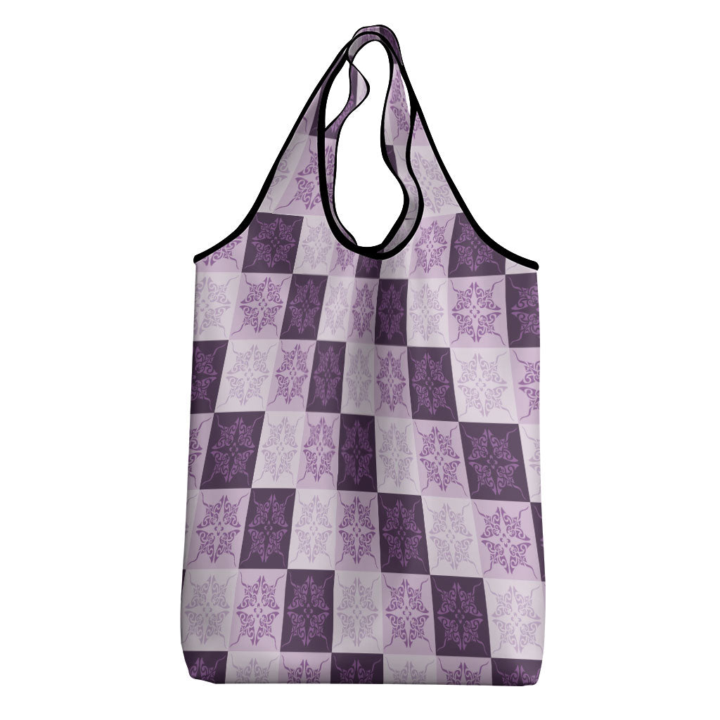 Lavender Manta Ray Hawaiian Quilt Motif Grocery Bag