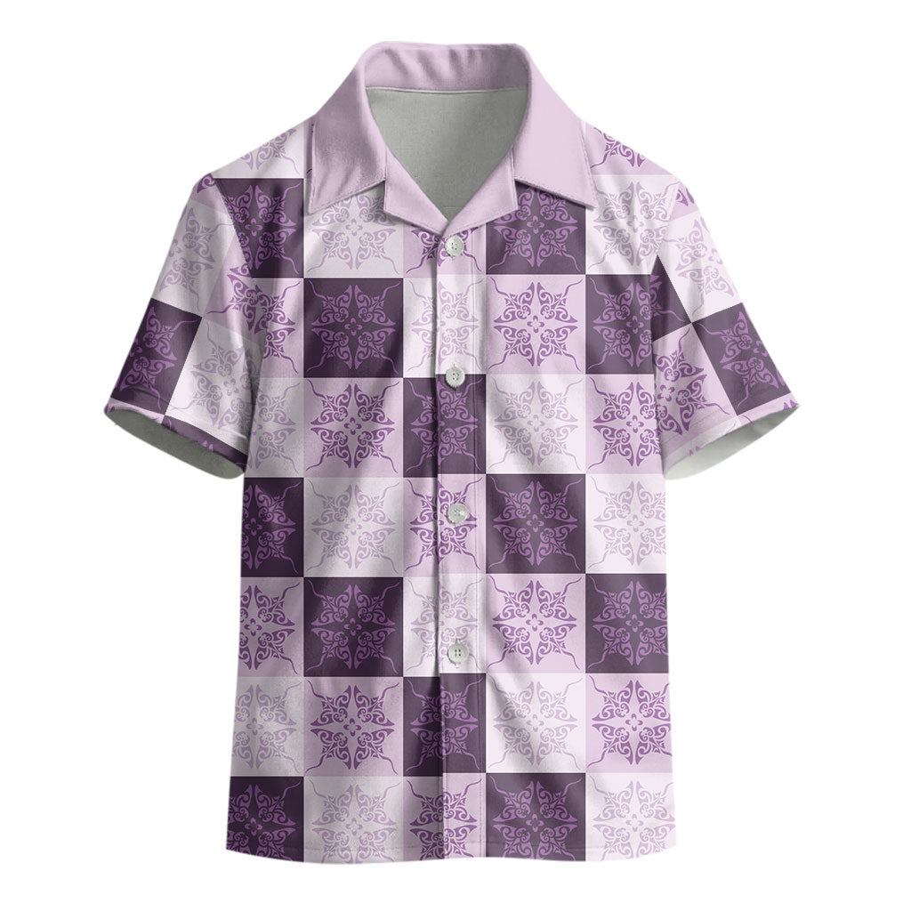 Lavender Manta Ray Hawaiian Quilt Motif Kid Hawaiian Shirt