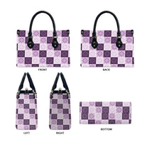 Lavender Manta Ray Hawaiian Quilt Motif Leather Bag