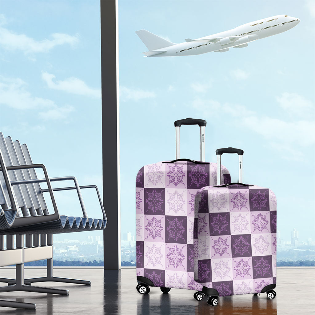 Lavender Manta Ray Hawaiian Quilt Motif Luggage Cover