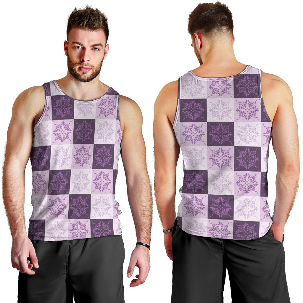 Lavender Manta Ray Hawaiian Quilt Motif Men Tank Top