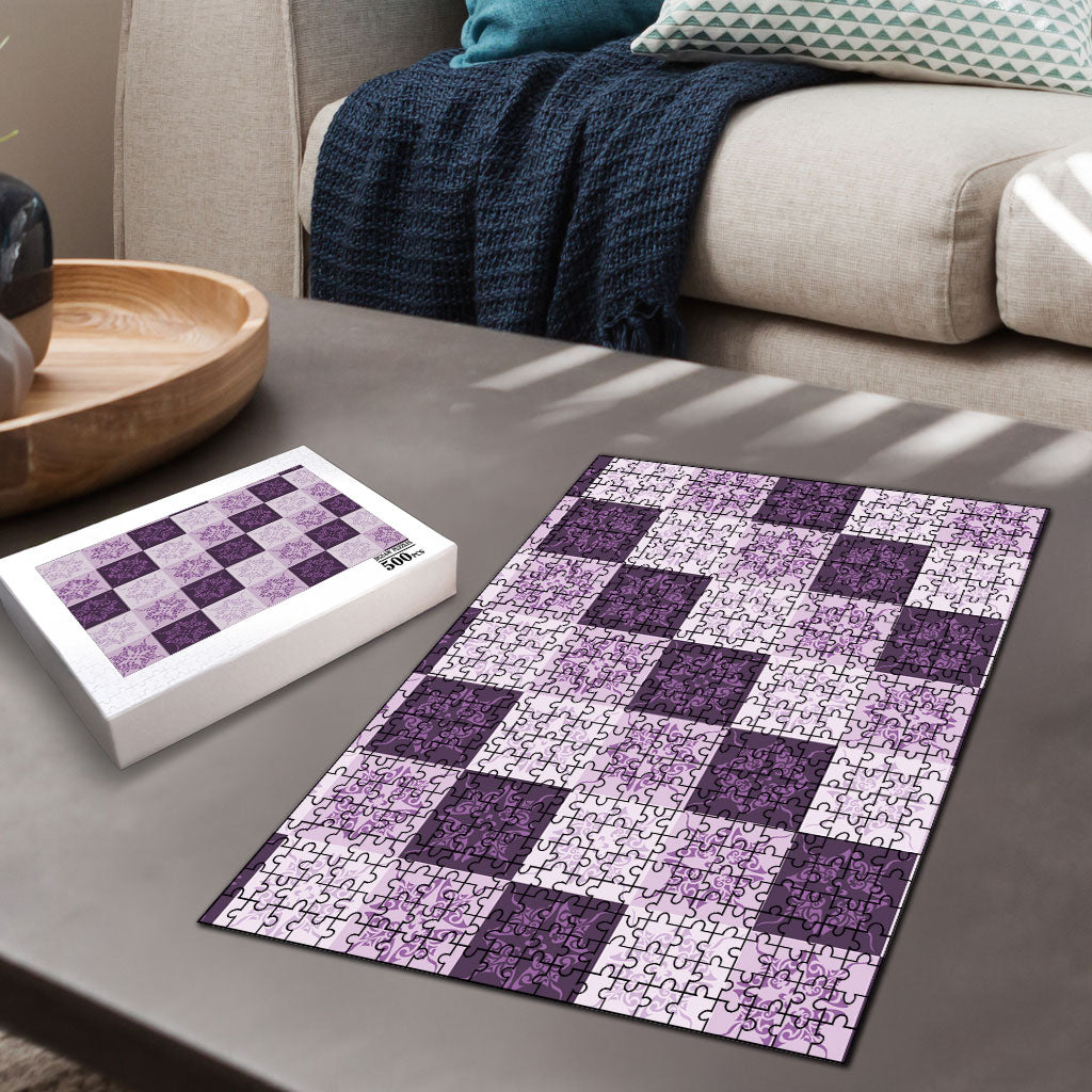Lavender Manta Ray Hawaiian Quilt Motif Puzzle