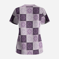 Lavender Manta Ray Hawaiian Quilt Motif Scrub Top