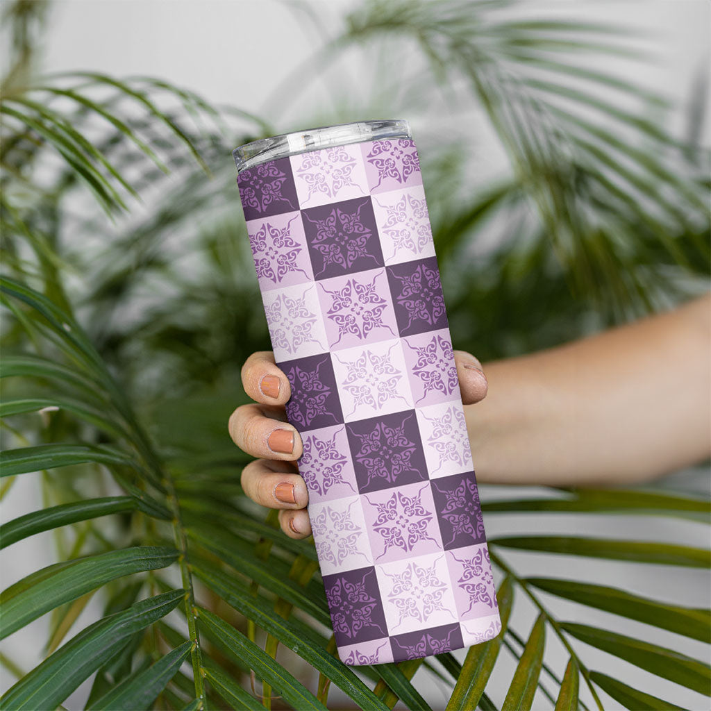 Lavender Manta Ray Hawaiian Quilt Motif Skinny Tumbler