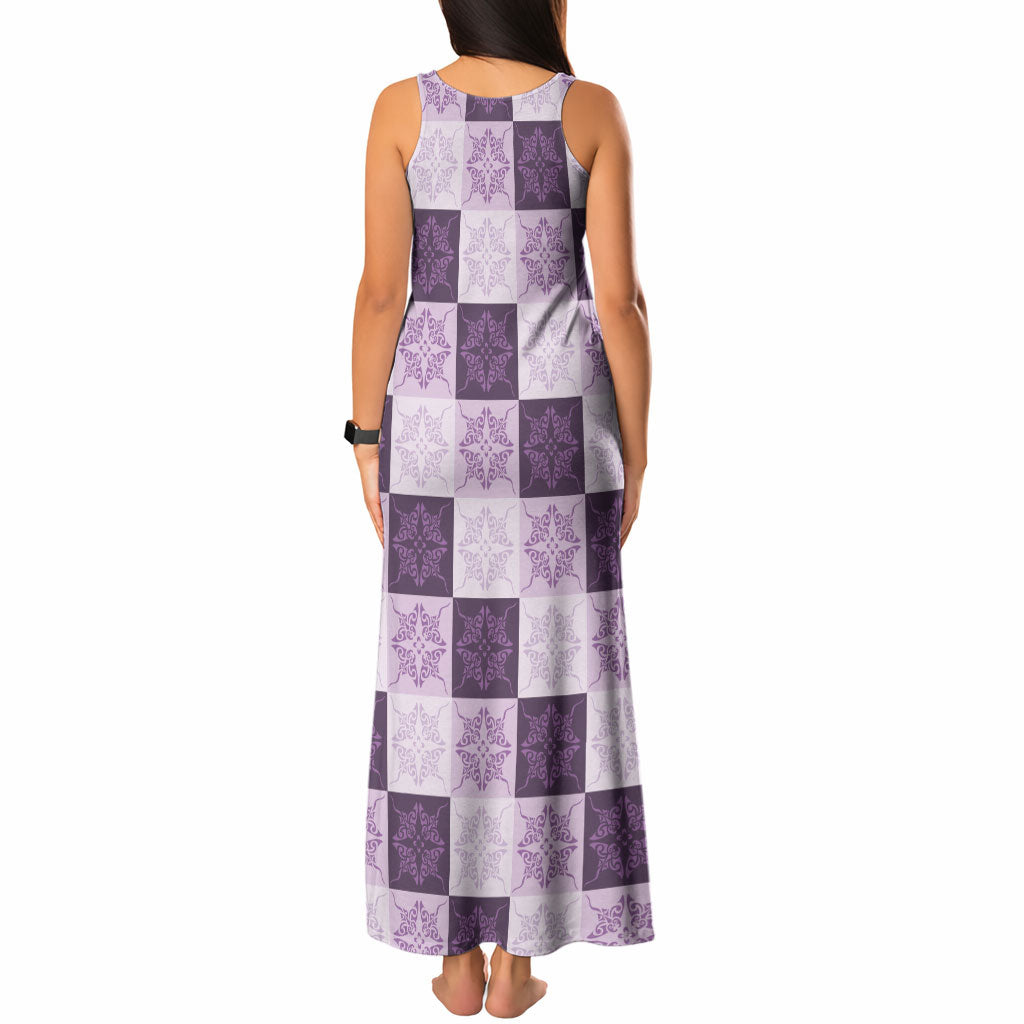Lavender Manta Ray Hawaiian Quilt Motif Tank Maxi Dress