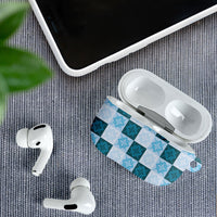 Cyan Manta Ray Hawaiian Quilt Motif AirPods Case