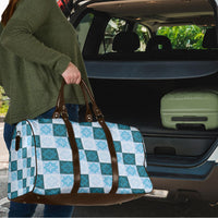 Cyan Manta Ray Hawaiian Quilt Motif Travel Bag