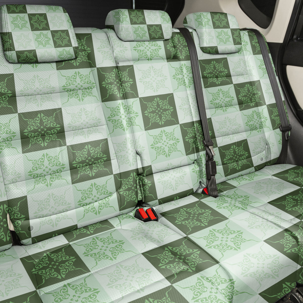 Sage Green Manta Ray Hawaiian Quilt Motif Back Car Seat Cover