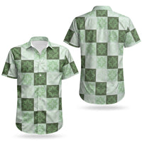 Sage Green Manta Ray Hawaiian Quilt Motif Couples Matching Puletasi and Hawaiian Shirt
