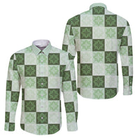 Sage Green Manta Ray Hawaiian Quilt Motif Family Matching Puletasi and Hawaiian Shirt