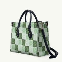 Sage Green Manta Ray Hawaiian Quilt Motif Leather Bag