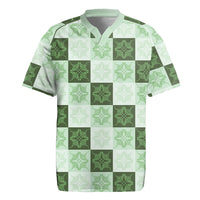 Sage Green Manta Ray Hawaiian Quilt Motif Rugby Jersey