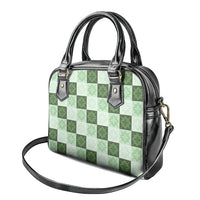 Sage Green Manta Ray Hawaiian Quilt Motif Shoulder Handbag