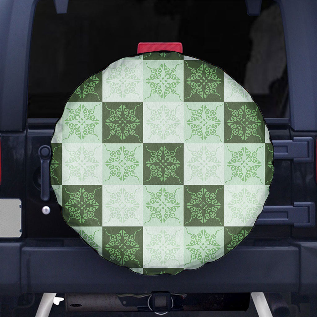 Sage Green Manta Ray Hawaiian Quilt Motif Spare Tire Cover