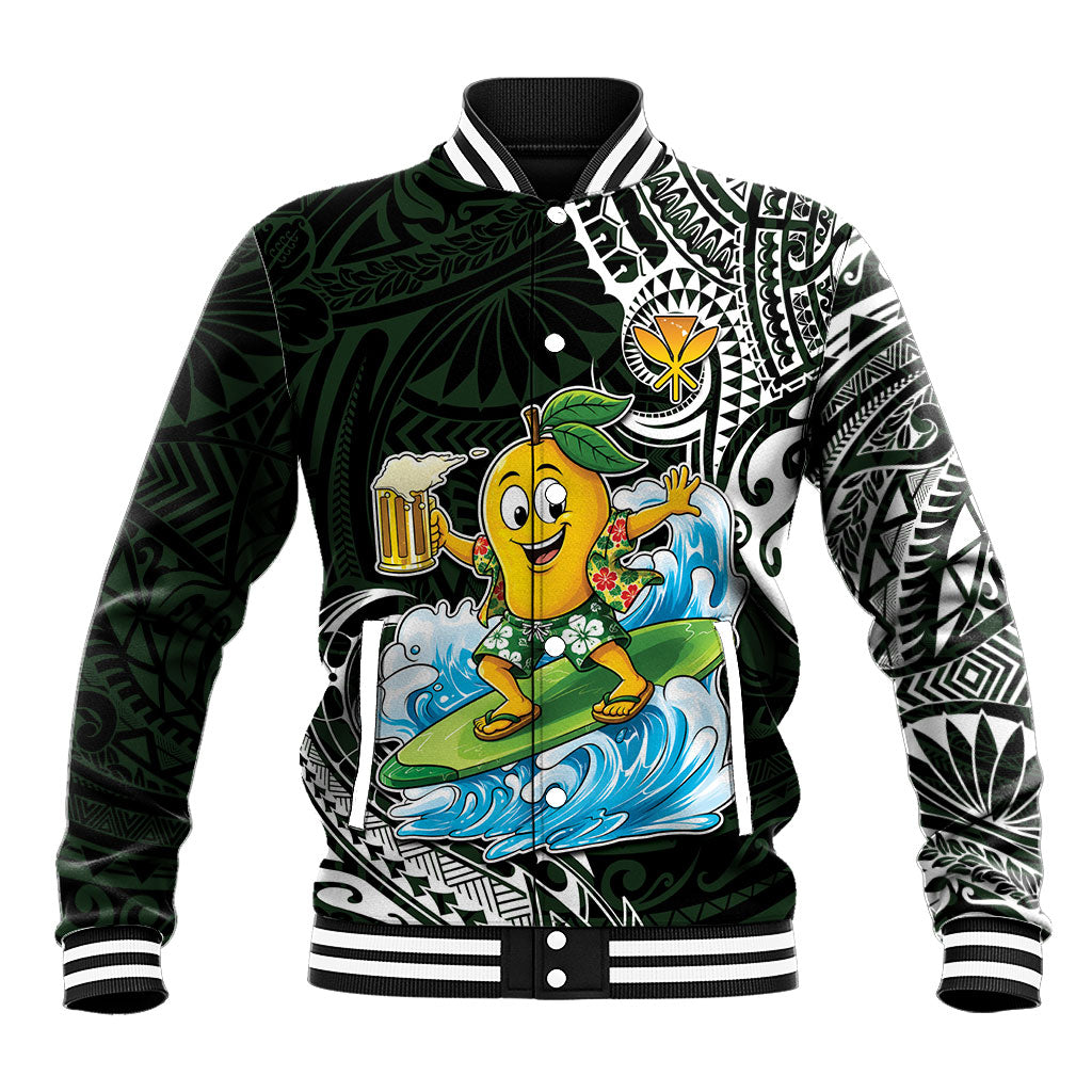 Aloha Hawaii Mango Surfing Baseball Jacket Polynesian Style