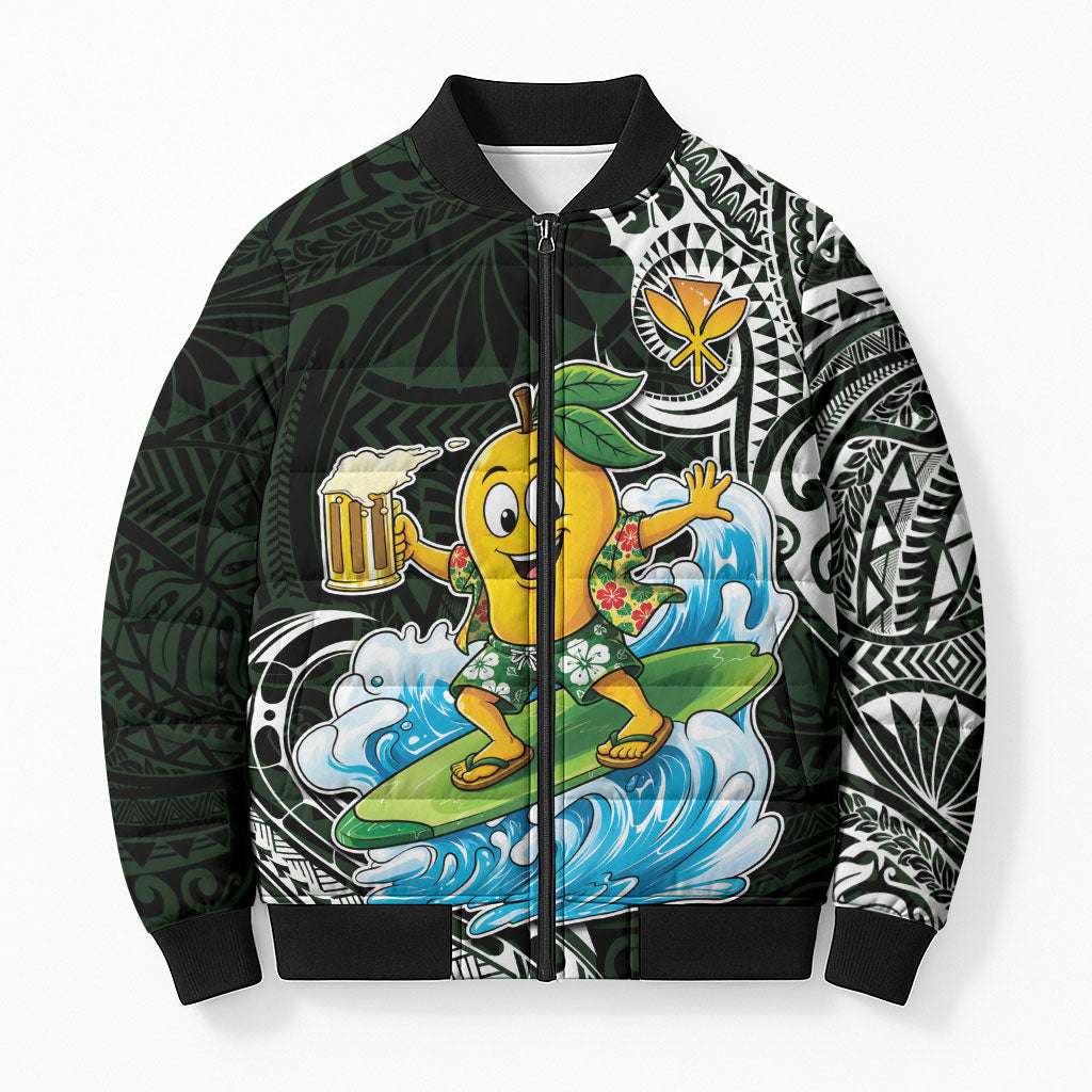 Aloha Hawaii Mango Surfing Bomber Puffer Jacket Polynesian Style