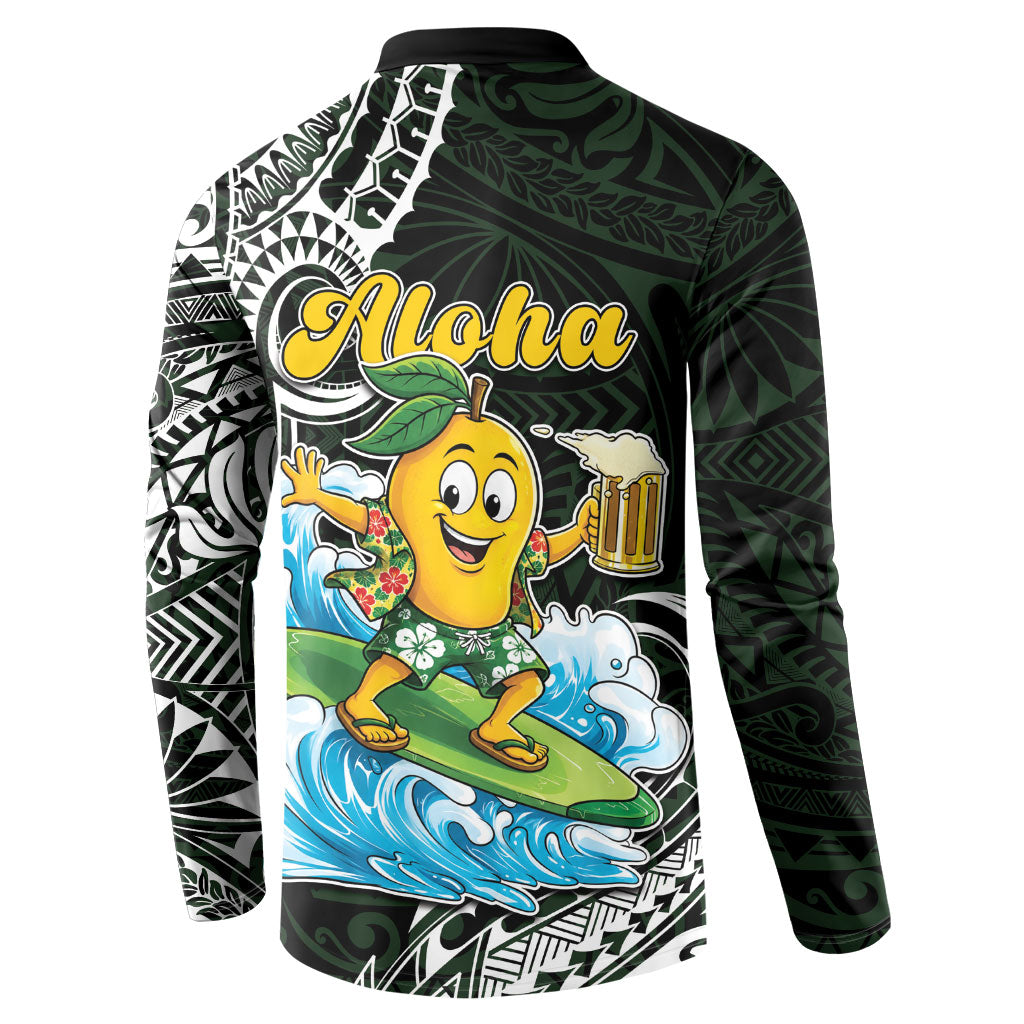 Aloha Hawaii Mango Surfing Button Sweatshirt Polynesian Style