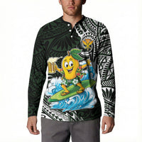 Aloha Hawaii Mango Surfing Button Sweatshirt Polynesian Style