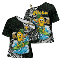 Aloha Hawaii Mango Surfing Cross Shoulder Shirt Polynesian Style