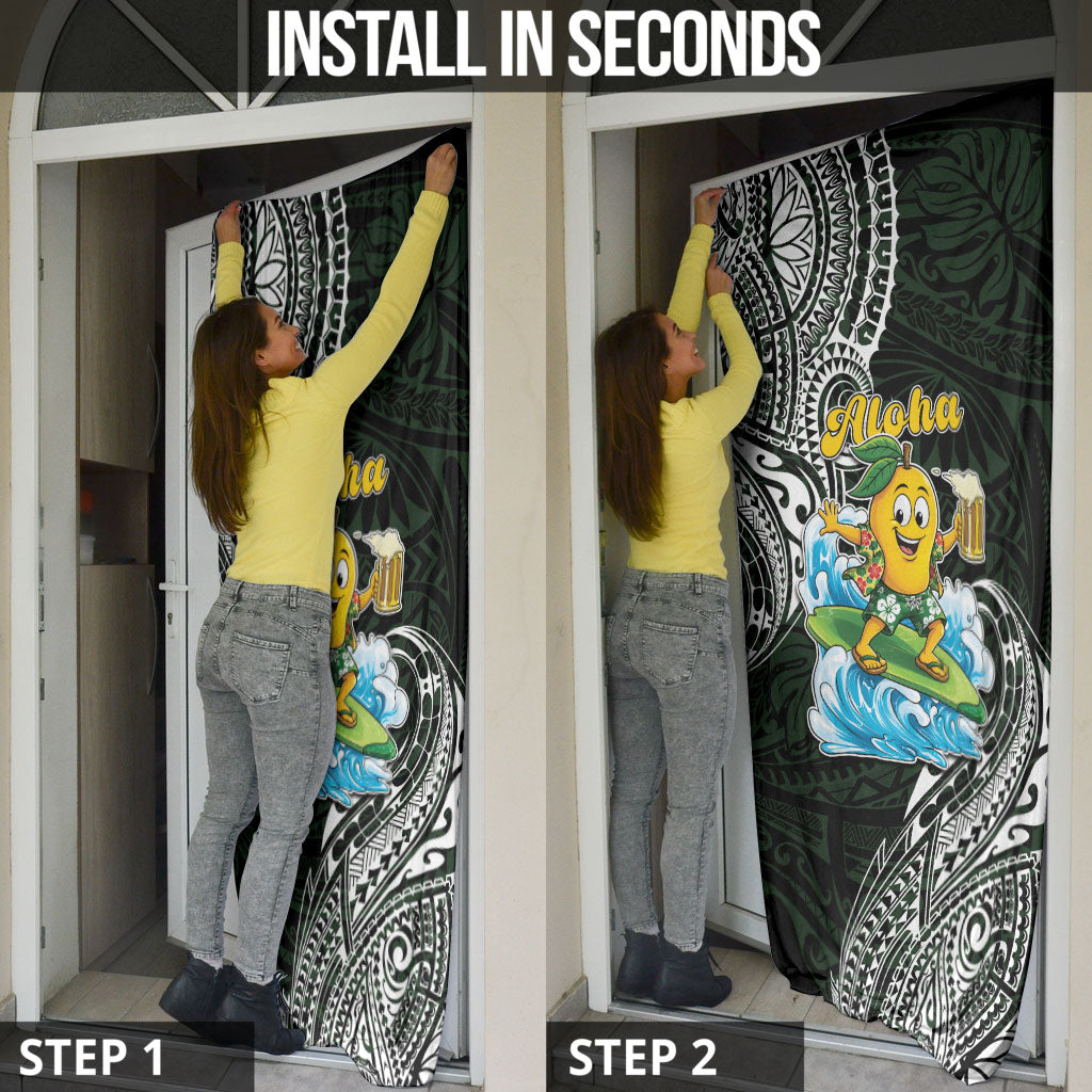 Aloha Hawaii Mango Surfing Door Cover Polynesian Style