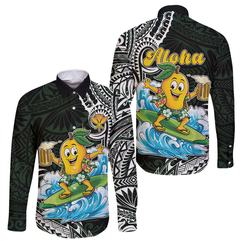 Aloha Hawaii Mango Surfing Family Matching Short Sleeve Bodycon Dress and Hawaiian Shirt Polynesian Style