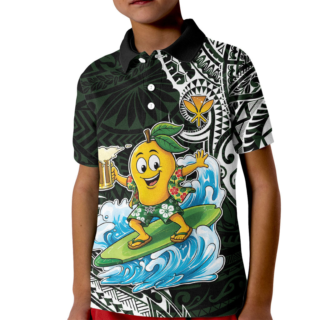 Aloha Hawaii Mango Surfing Kid Polo Shirt Polynesian Style